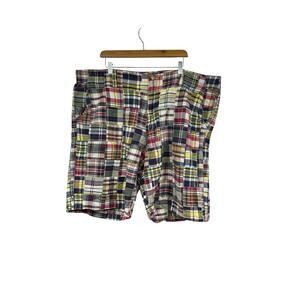 Old Navy Mens Patchwork Plaid Long Shorts Sz 44 Blue Vacation Y2K Preppy Cotton